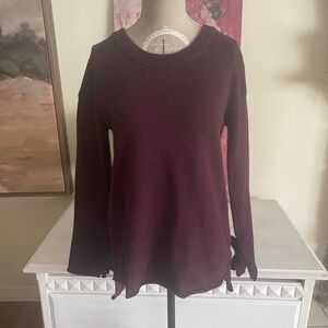 Bar III Deep Plum Sweater with Bow Details on Cuffs